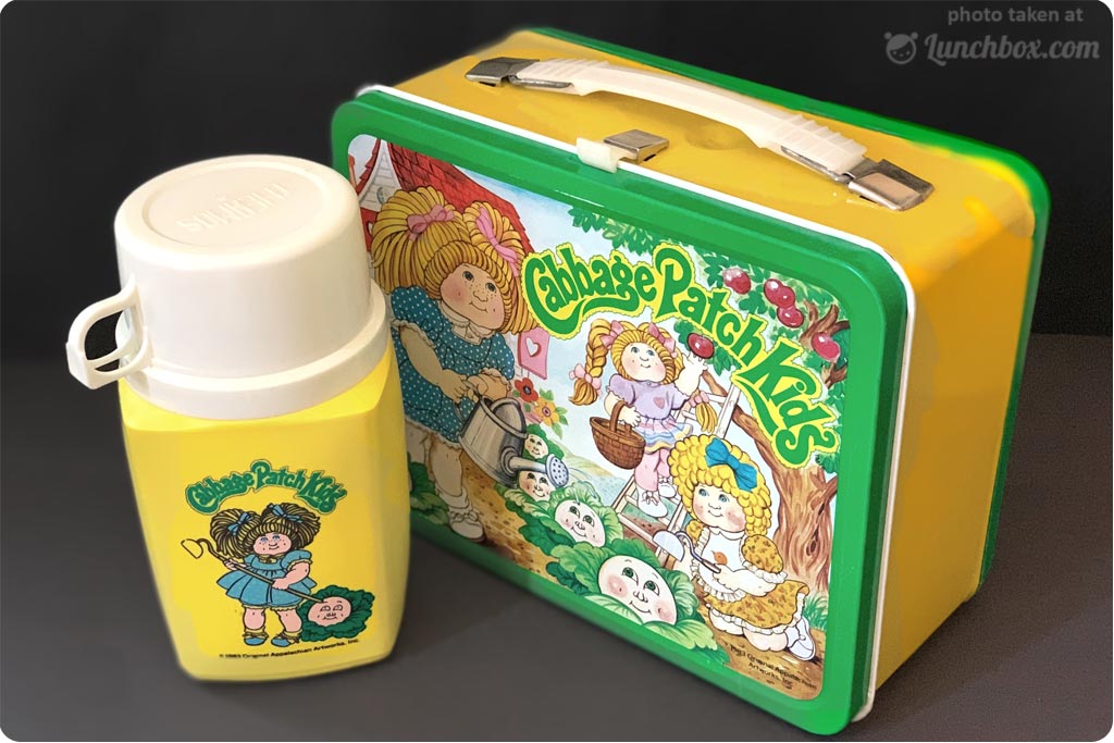 Cabbage Patch Kids Lunch Box Thermos Brand vintage 80's Yellow Plastic Lunch  Box Kid Complete School Set Cabbage Patch Kid 1985 