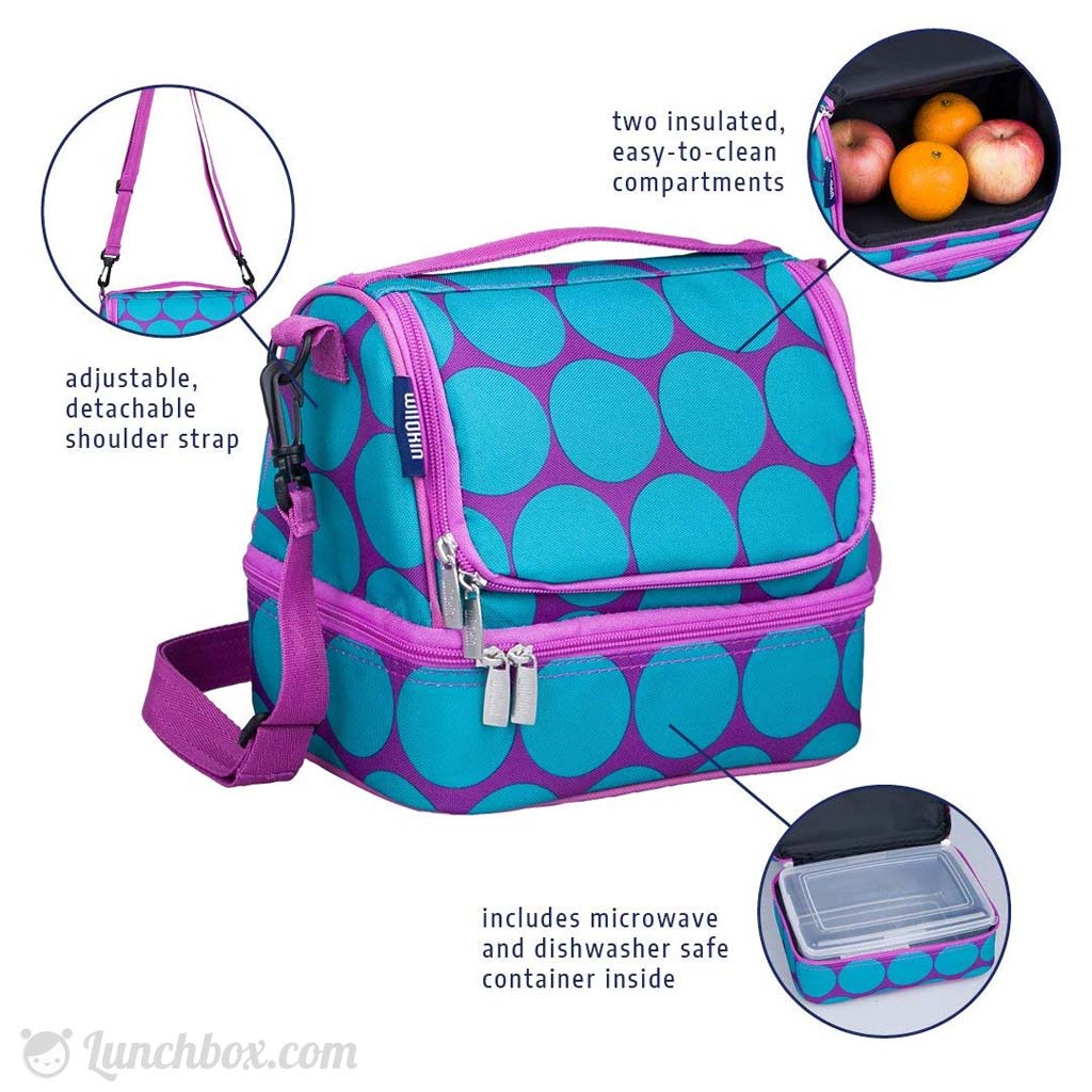 Wildkin Big Dot Aqua Double Decker Lunch Bag