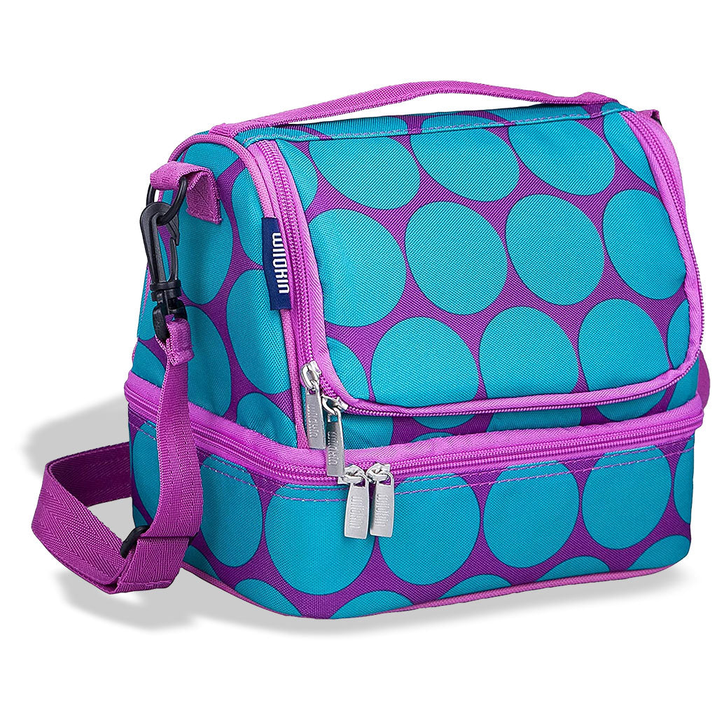 Double Decker Lunch Box Big Dots Aqua