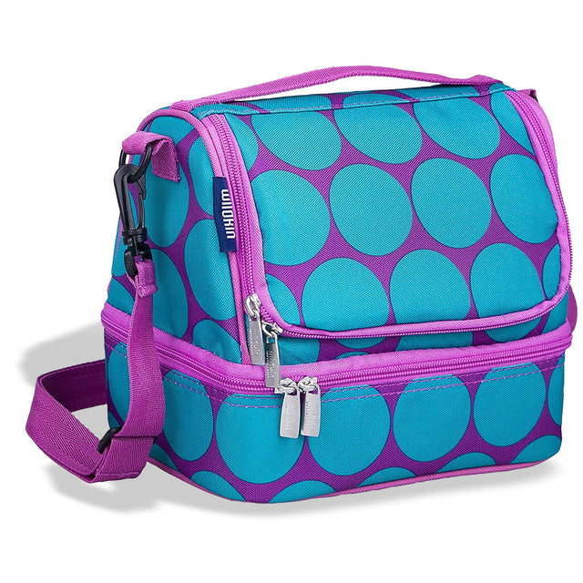 Double Decker Lunch Box Big Dots Aqua