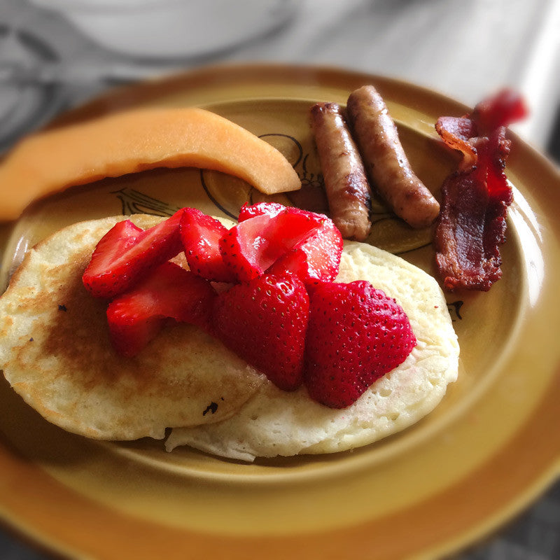 Sunday Breakfast with Pancakes and Bacon