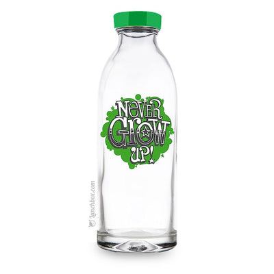 Never Grow Up Glass Water Bottle
