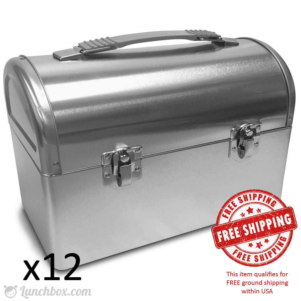 Plain Metal Dome Lunch Box - Wholesale Case of 12