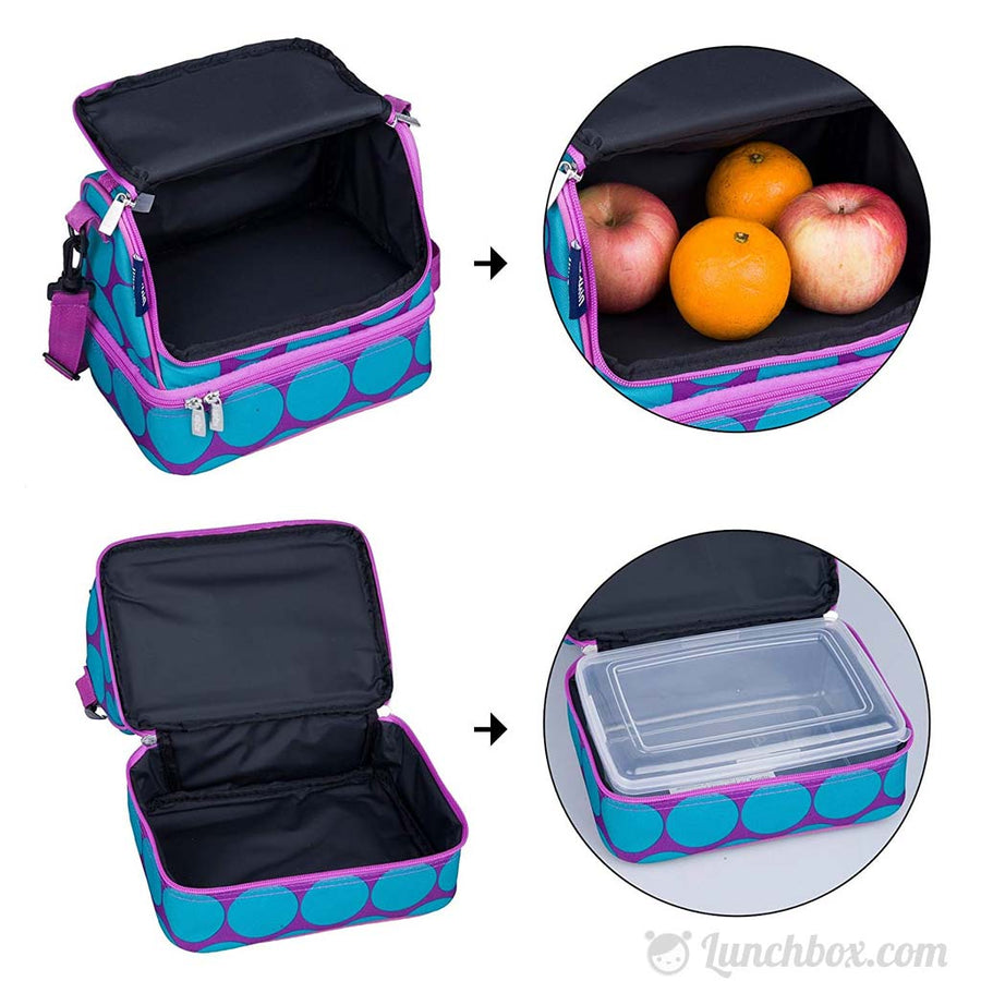 Double Decker Lunch Box - Big Dots Aqua – Lunchbox.com