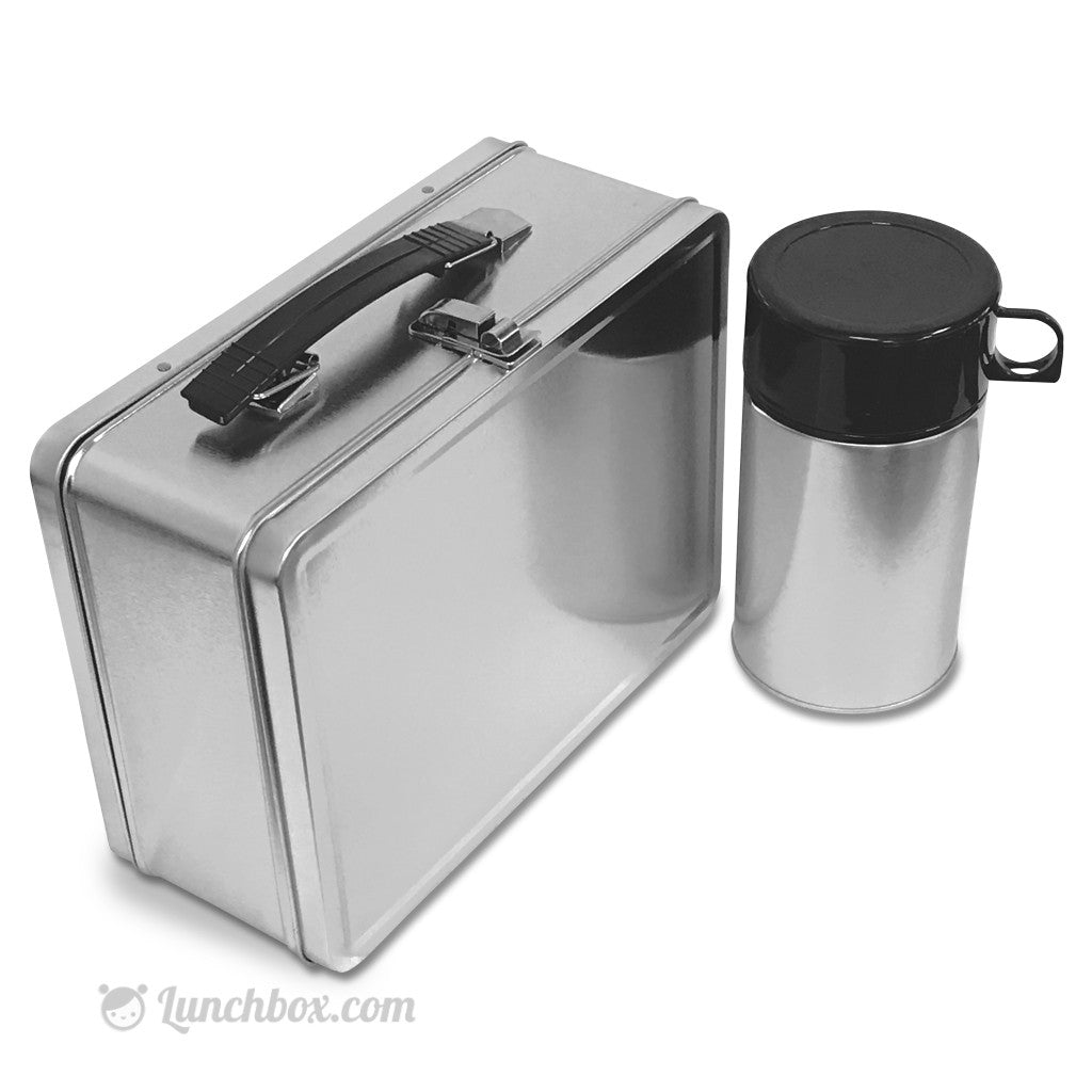 Plain Metal Lunch Box and Thermos Bottle