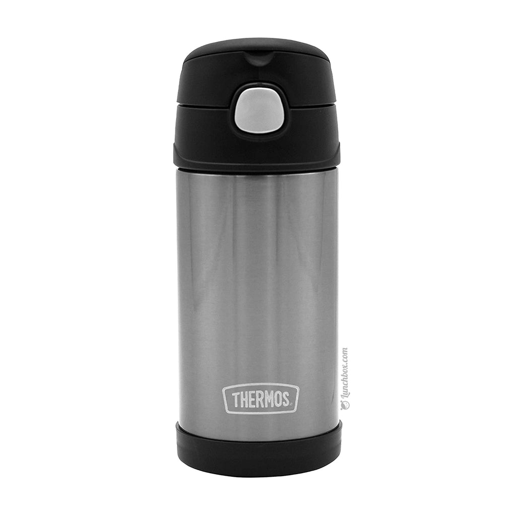 Thermos Funtainer Charcoal and Blue Stainless Steel Vacuum Insulated 16  Ounce Water Bottle 